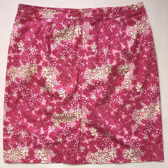 LOFT NWOT Pencil Skirt Floral Pockets Pink White (14) - Picture 14 of 16